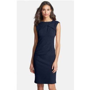 Adrianna Papell Pleated Crepe Sheath Dress